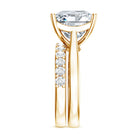 Rosec Jewels-5 Carat Huge Lab Grown Diamond Princess Cut Engagement Ring Set with IGI Certificate