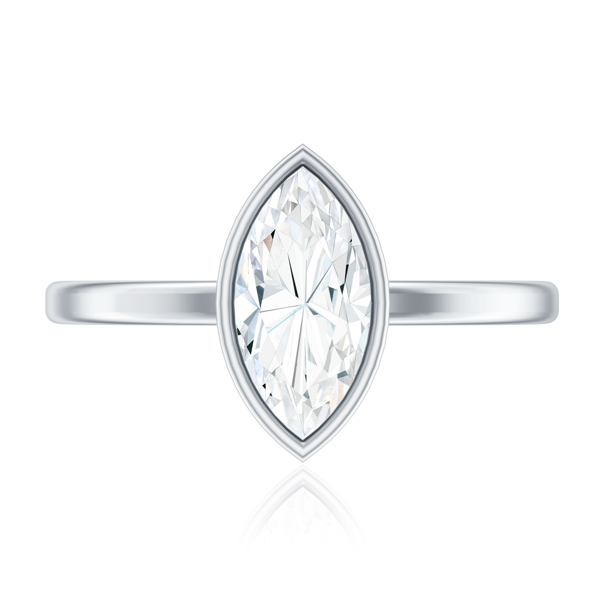 Rosec Jewels-IGI Certified 1 Carat Marquise Lab Grown Diamond Engagement Ring in Bezel Setting