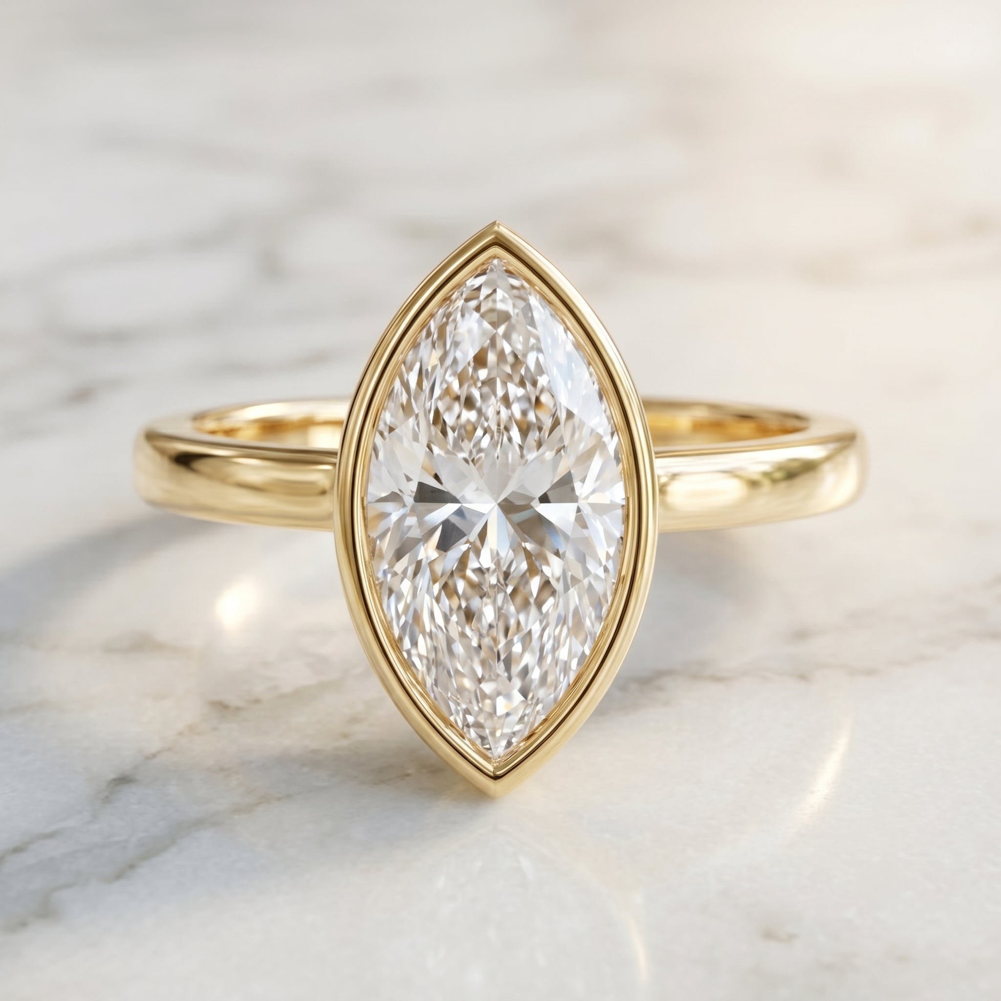 IGI Certified 2 Carat Lab Grown Diamond Marquise Ring For Engagement Lab - ( E-VS1 ) - Rosec Jewels