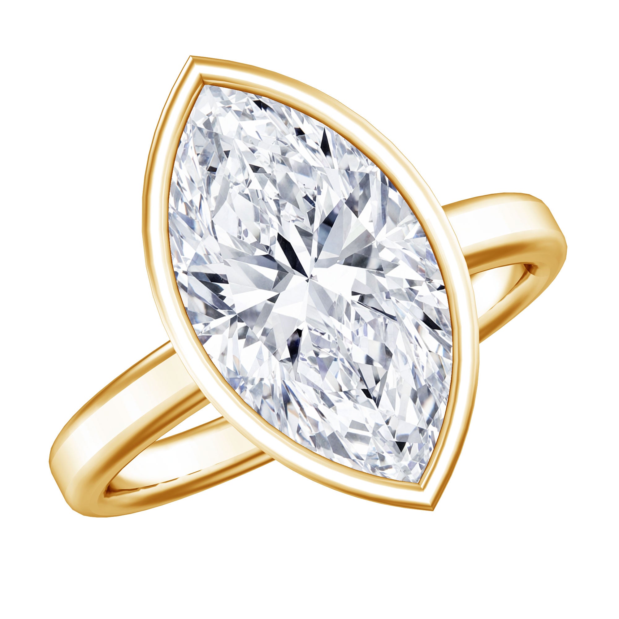 Rosec Jewels-4 Carat Marquise Cut Lab Grown Diamond Bezel Engagement Ring with IGI Certificate