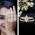 Rosec Jewels-IGI Certified 1 Carat Marquise Lab Grown Diamond Wedding Ring Set for Women