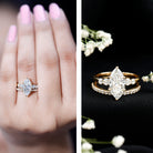 2 Carat Marquise Cut Bridal Ring Set with IGI Certified Lab Grown Diamond Lab - ( E-VS1 ) - Rosec Jewels