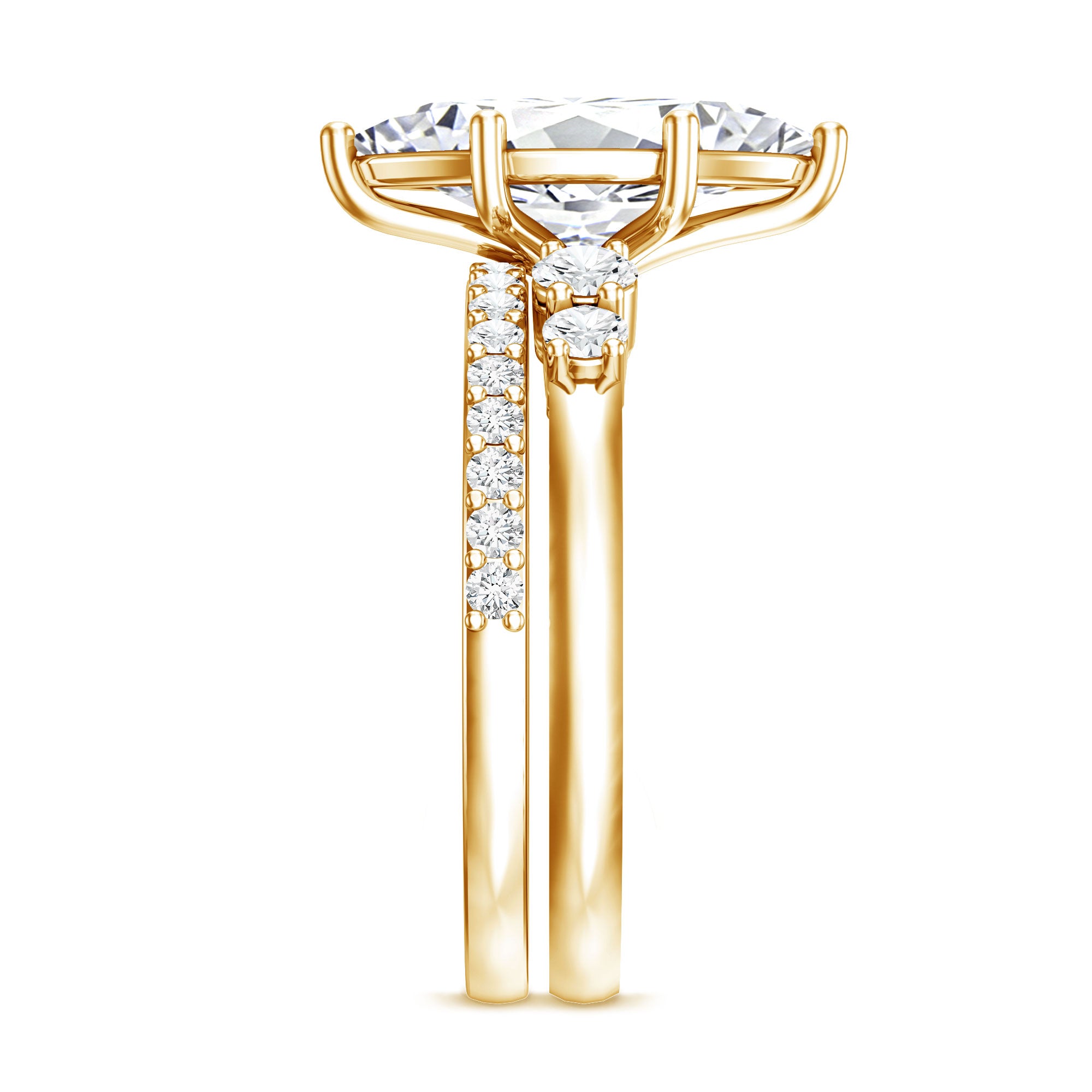 Rosec Jewels-2 Carat Marquise Cut Bridal Ring Set with IGI Certified Lab Grown Diamond