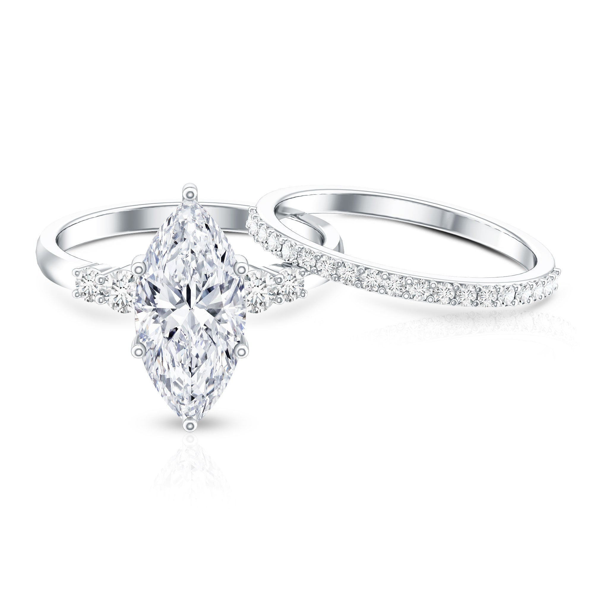 Rosec Jewels-IGI Certified 3 Carat Lab Grown Diamond Marquise Bridal Wedding Ring Set