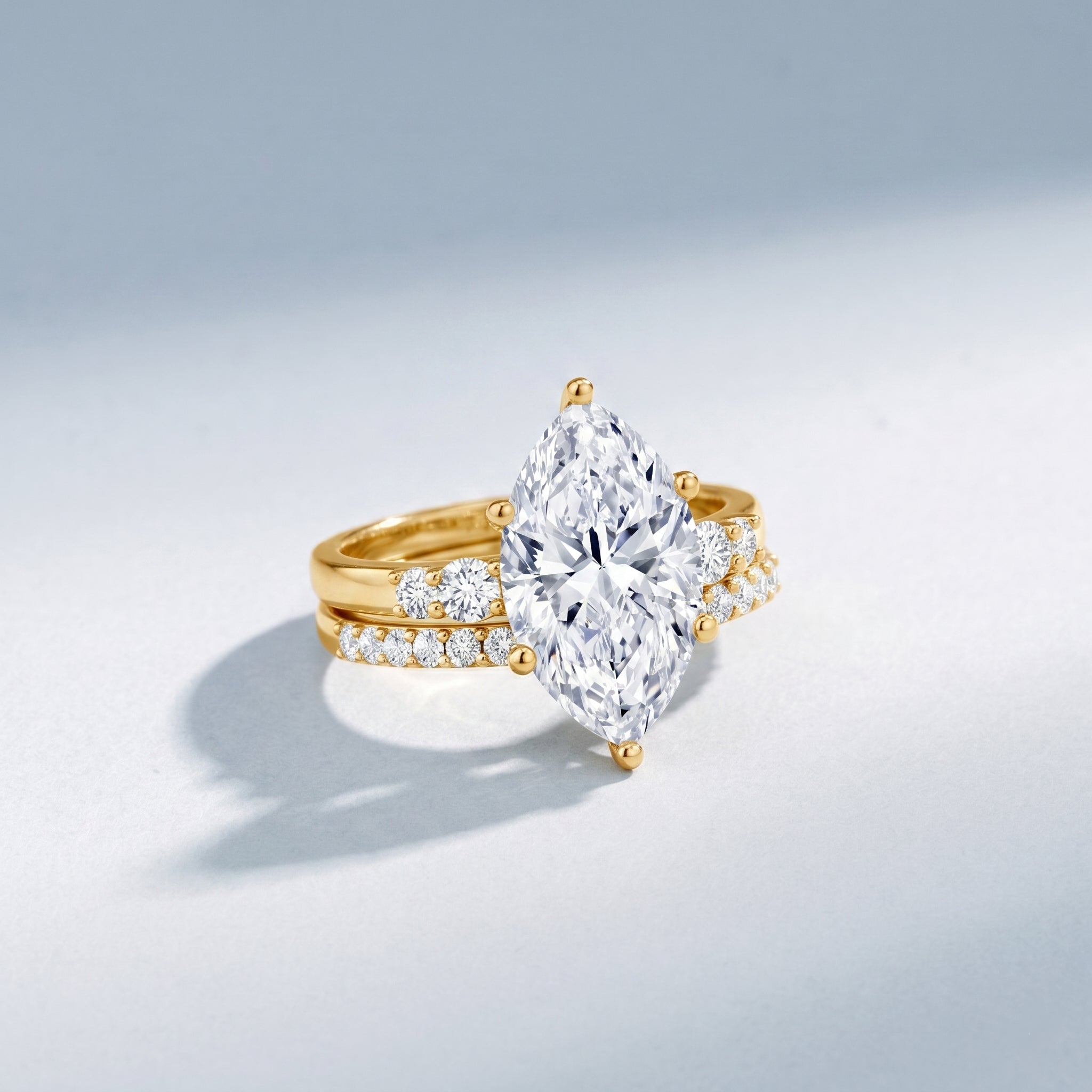 IGI Certified Lab Grown Diamond 4 Carat Marquise Engagement Ring with Wedding Band Lab - ( E-VS1 ) - Rosec Jewels