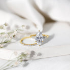 IGI Certified Lab Grown Diamond 4 Carat Marquise Engagement Ring with Wedding Band Lab - ( E-VS1 ) - Rosec Jewels