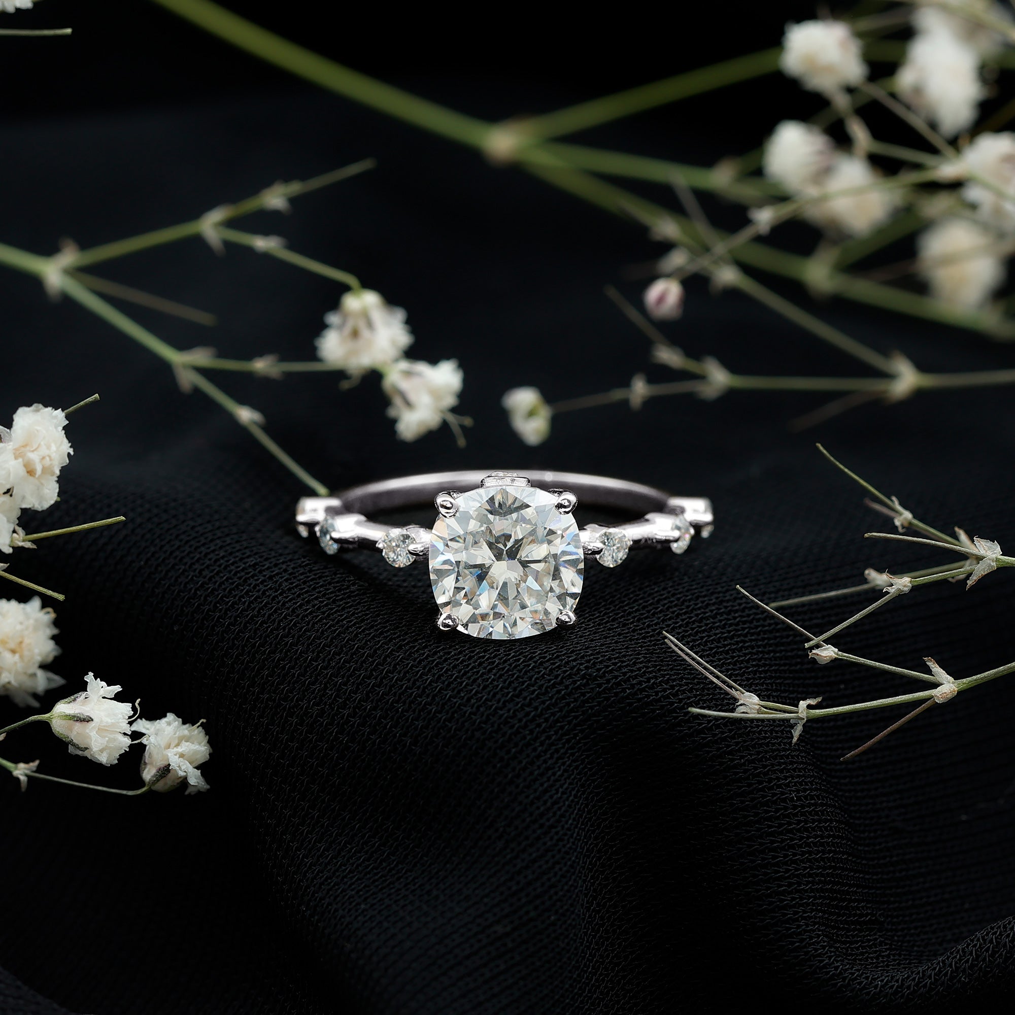 Rosec Jewels-3 Carat IGI Certified Lab Grown Diamond Cushion Cut Engagement Ring for Women