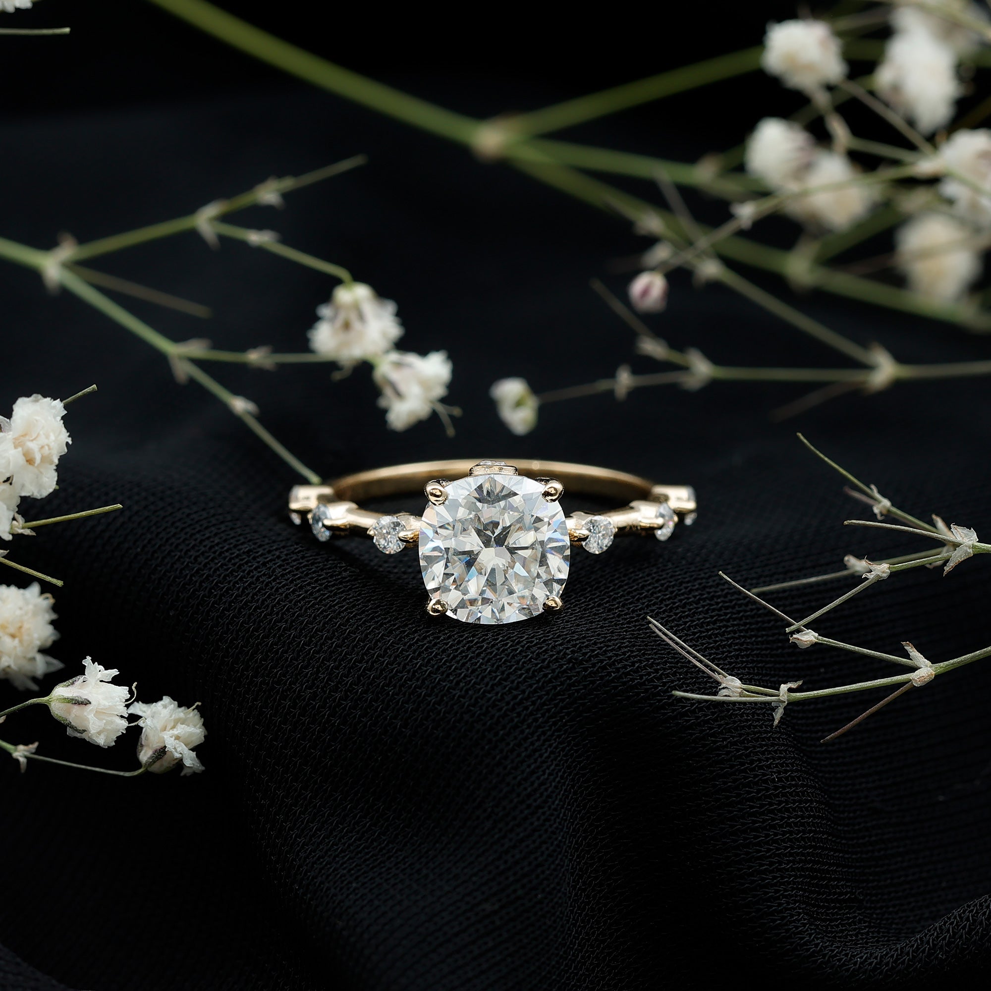 Rosec Jewels-3 Carat IGI Certified Lab Grown Diamond Cushion Cut Engagement Ring for Women