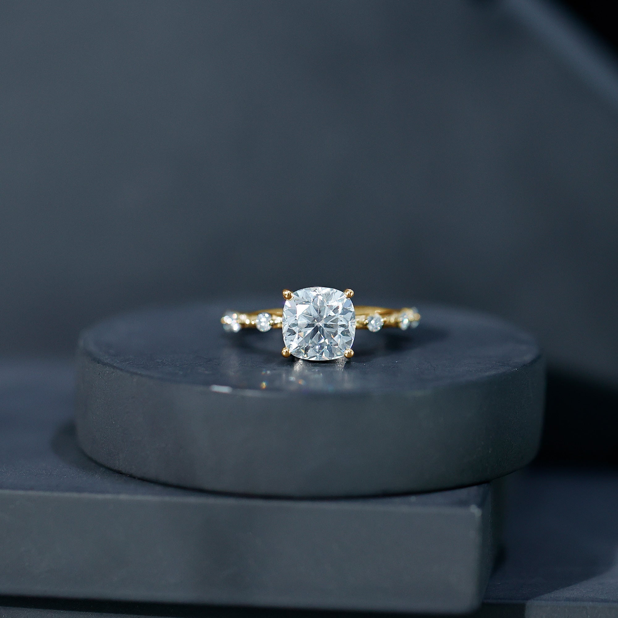 Rosec Jewels-3 Carat IGI Certified Lab Grown Diamond Cushion Cut Engagement Ring for Women