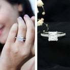 IGI Verified Lab Grown Diamond 3 Carat Princess Cut Engagement Ring Lab - ( E-VS1 ) - Rosec Jewels
