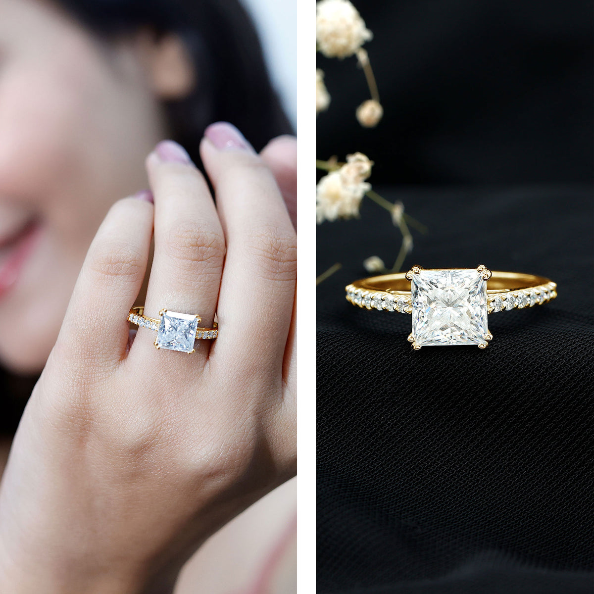 Rosec Jewels-2 Carat Lab Grown Diamond Princess Cut Engagement Ring IGI Certified