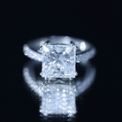 IGI Certified Princess Cut Lab Grown Diamond 5 Carat Engagement Ring with Side Stones Lab - ( E-VS1 ) - Rosec Jewels