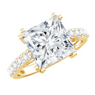 IGI Certified Princess Cut Lab Grown Diamond 5 Carat Engagement Ring with Side Stones Lab - ( E-VS1 ) - Rosec Jewels