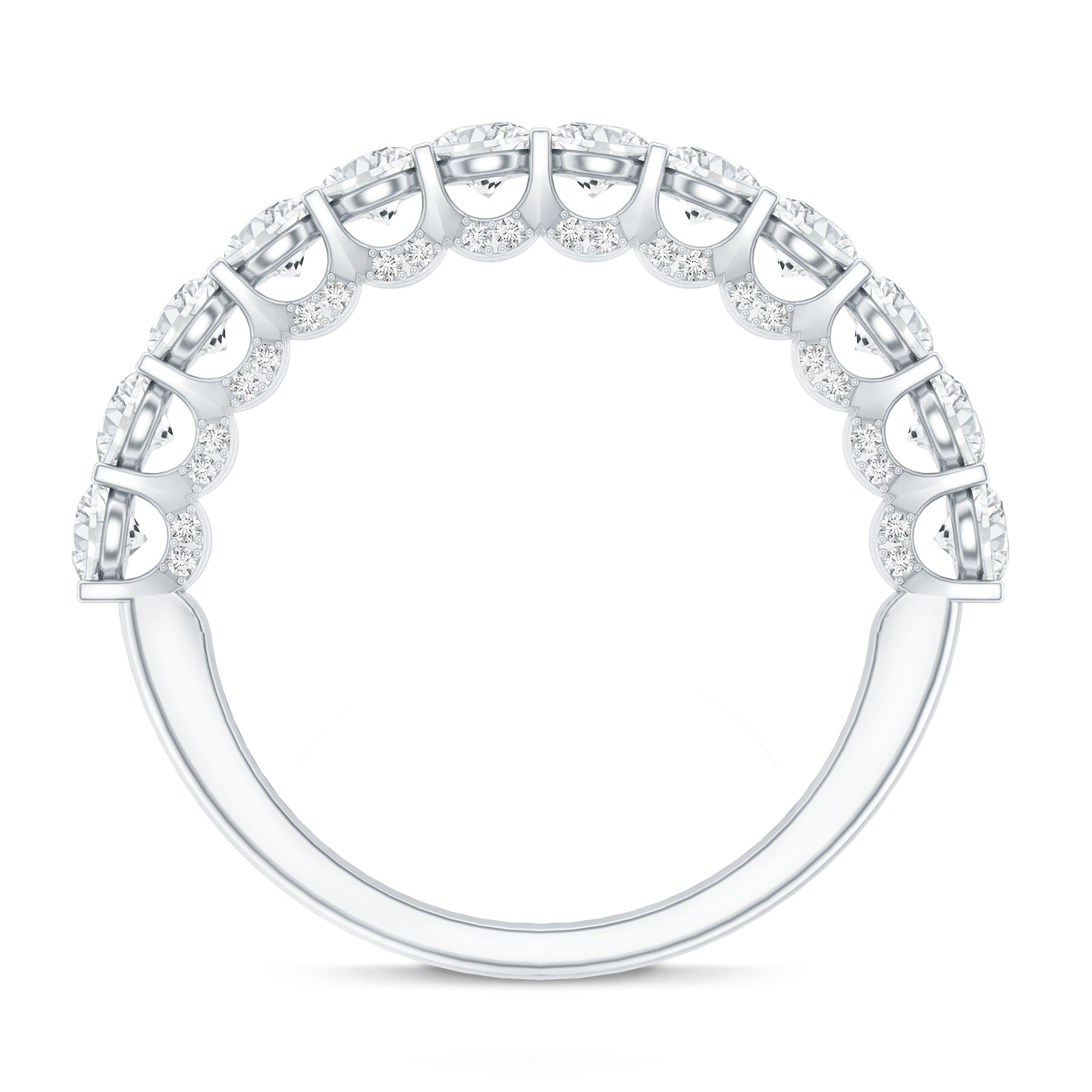 Lab Grown Diamond Half Eternity Wedding Band for Women Lab - ( EF-VS ) - Rosec Jewels