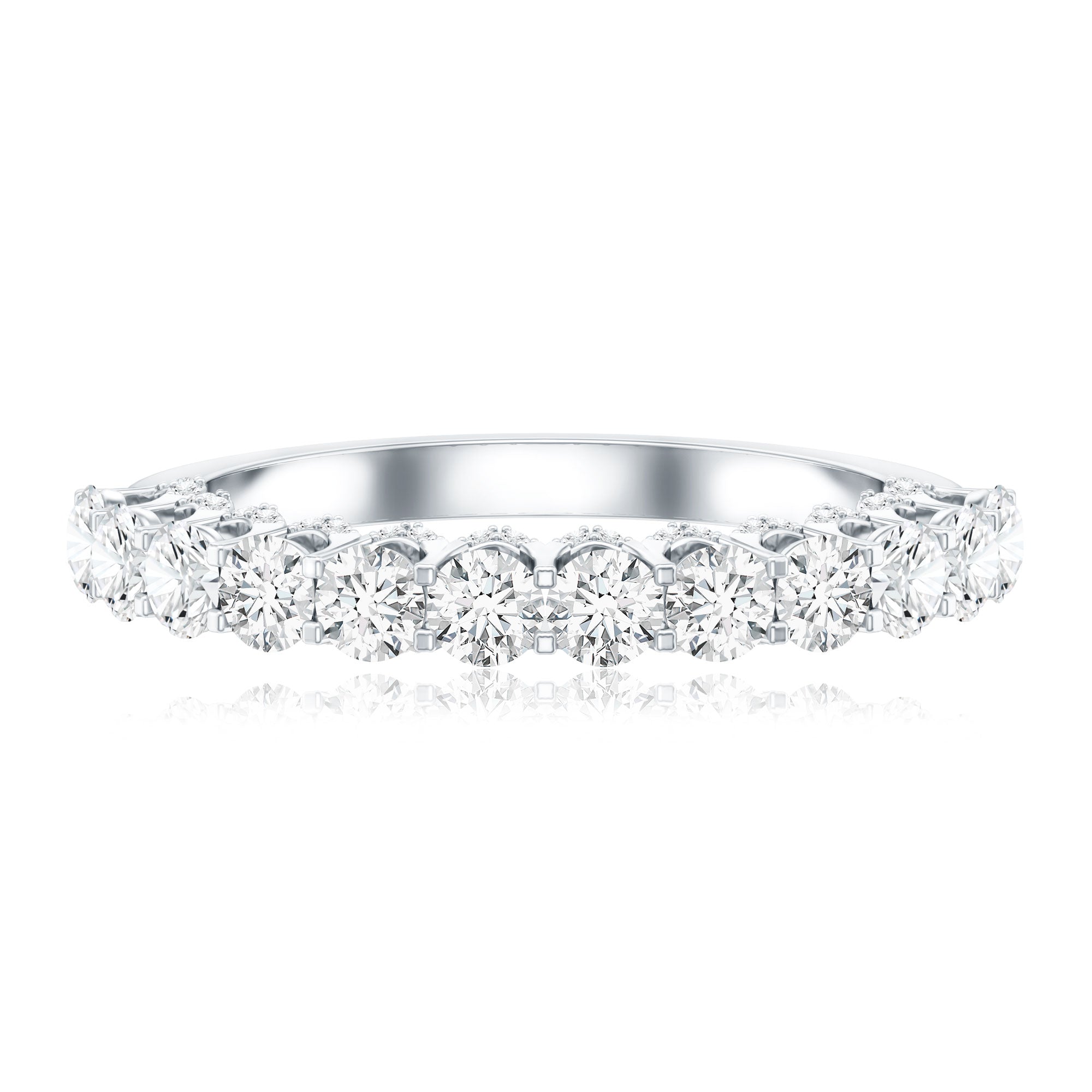 Lab Grown Diamond Half Eternity Wedding Band for Women Lab - ( EF-VS ) - Rosec Jewels