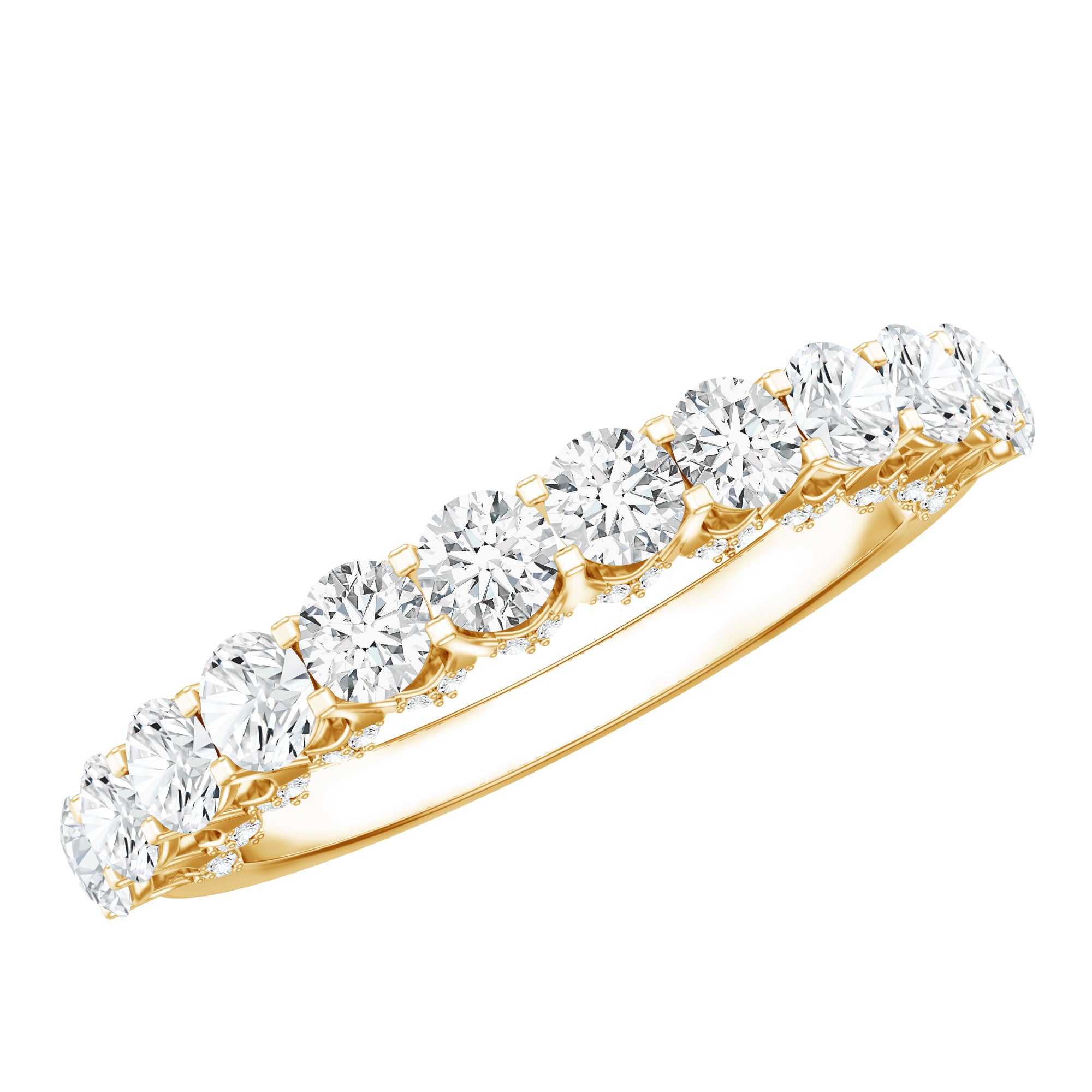 Lab Grown Diamond Half Eternity Wedding Band for Women Lab - ( EF-VS ) - Rosec Jewels