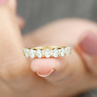 Rosec Jewels-Oval Shaped Cubic Zirconia Half Eternity Band Ring with Certificate
