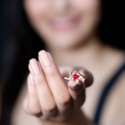 Natural 0.6 Carat Ruby Flower Engagement Ring with Diamond Bypass Shank AAA - Rosec Jewels