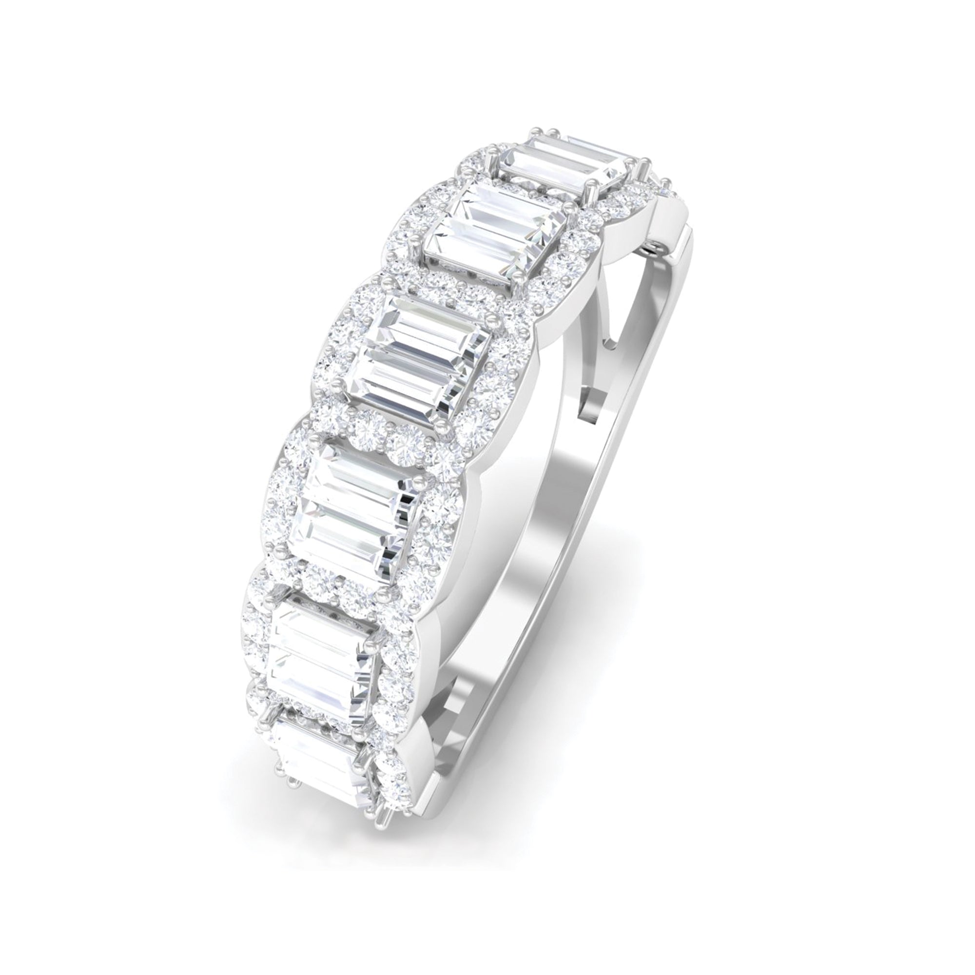 Designer Cubic Zirconia Semi Eternity Band Ring AAAA - Rosec Jewels