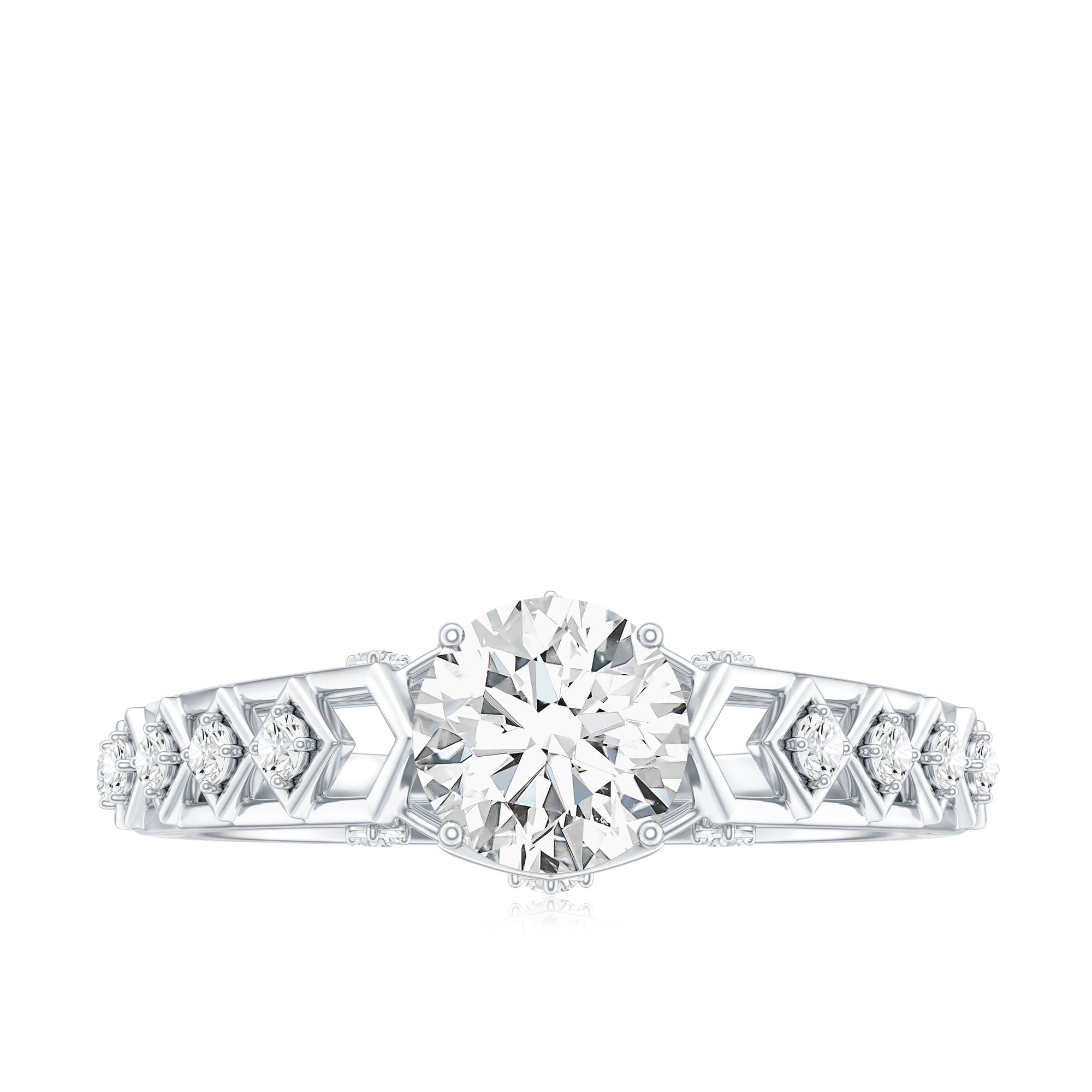 Round Cut Certified Moissanite Art Deco Engagement Ring D-VS1 - Rosec Jewels