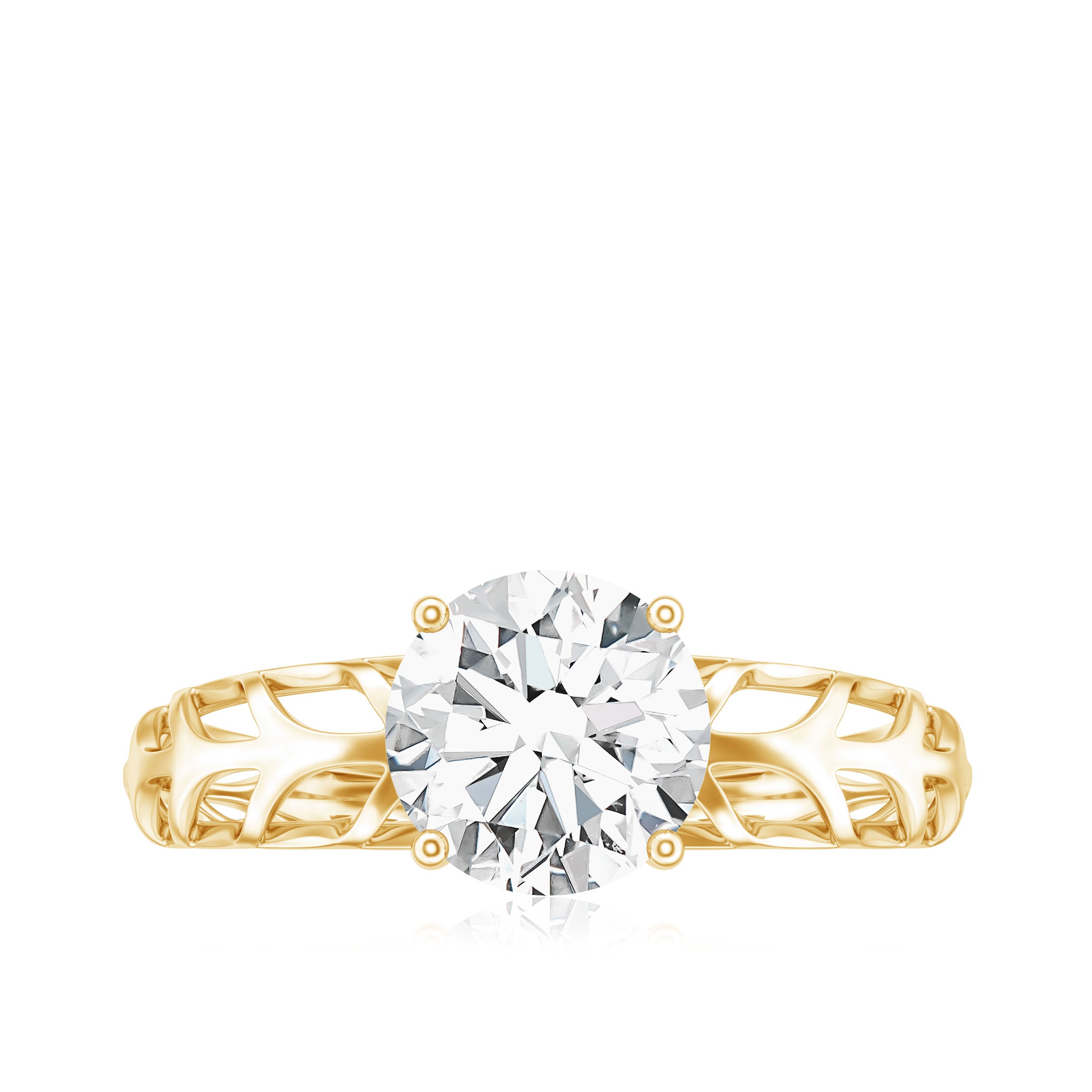 7 MM Solitaire Moissanite Engagement Ring with Filigree Band D-VS1 - Rosec Jewels