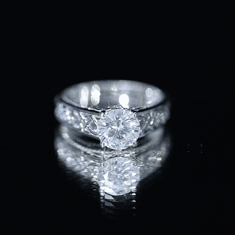 Moissanite Vintage Style Engagement Ring with Celtic Details D-VS1 - Rosec Jewels