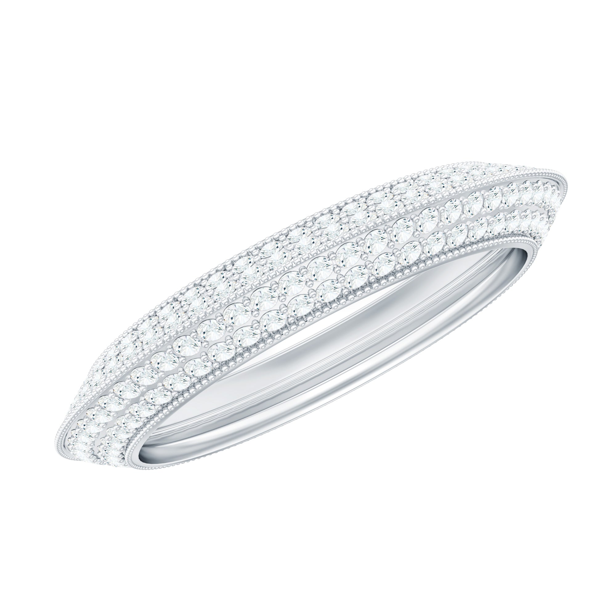 Pave Set Moissanite Eternity Band with Milgrain Detailing