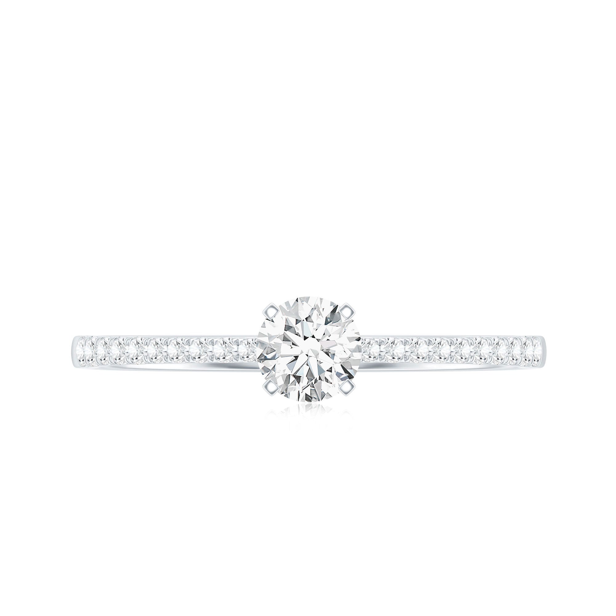 Certified 5 MM Round Moissanite Solitaire Promise Ring D-VS1 - Rosec Jewels