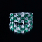 Oval Cut Lab Grown Emerald Statement Wedding Band with Diamond AAAA - Rosec Jewels