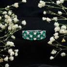 Oval Cut Lab Grown Emerald Statement Wedding Band with Diamond AAAA - Rosec Jewels