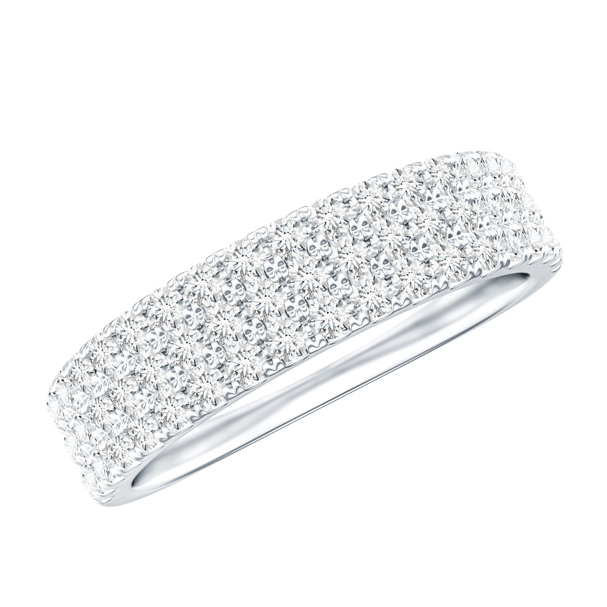 Three Row Moissanite Half Eternity Band Ring