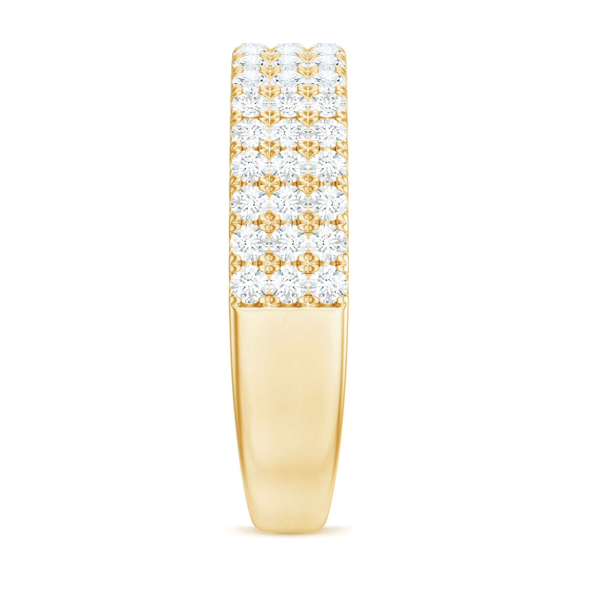 Three Row Moissanite Half Eternity Band Ring D-VS1 - Rosec Jewels