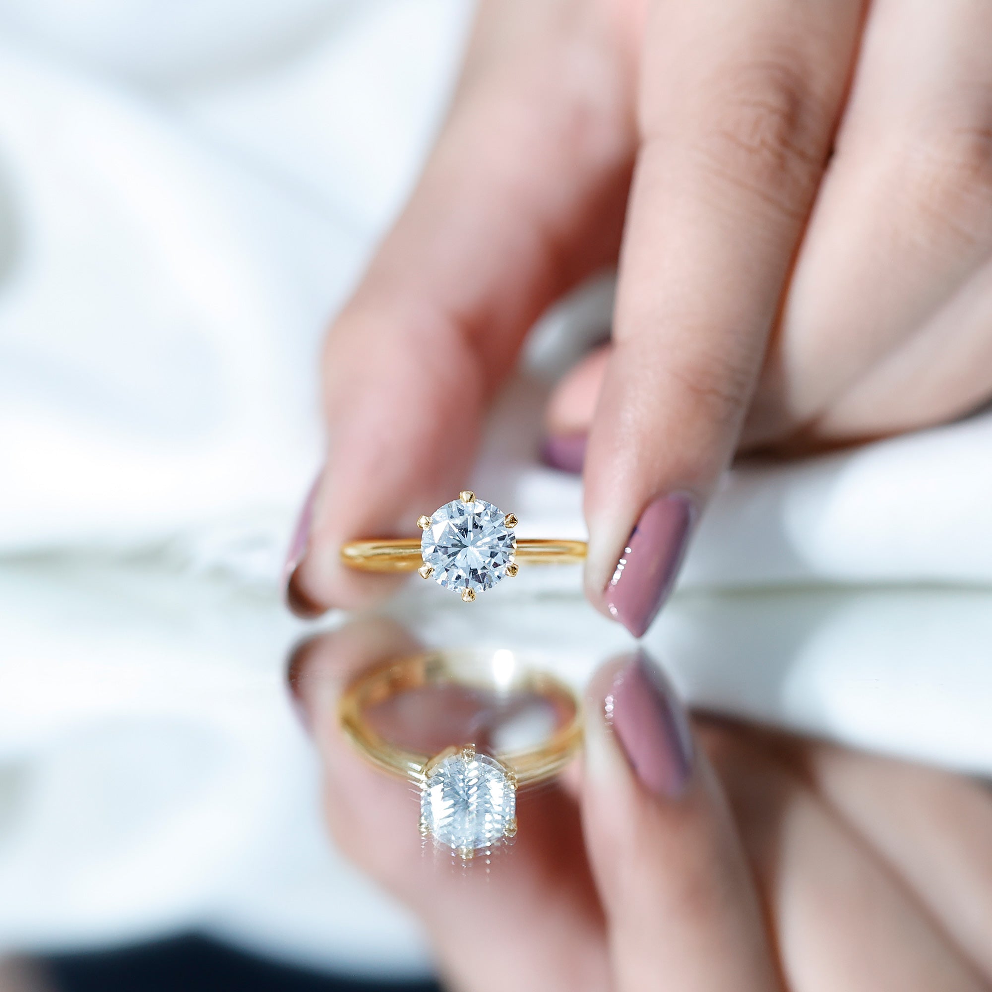 Brilliant Cut Solitaire Moissanite 2 CT Engagement Ring with Certificate D-VS1 - Rosec Jewels