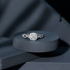Certified Moissanite Halo Engagement Ring with Criss Cross Shank D-VS1 - Rosec Jewels