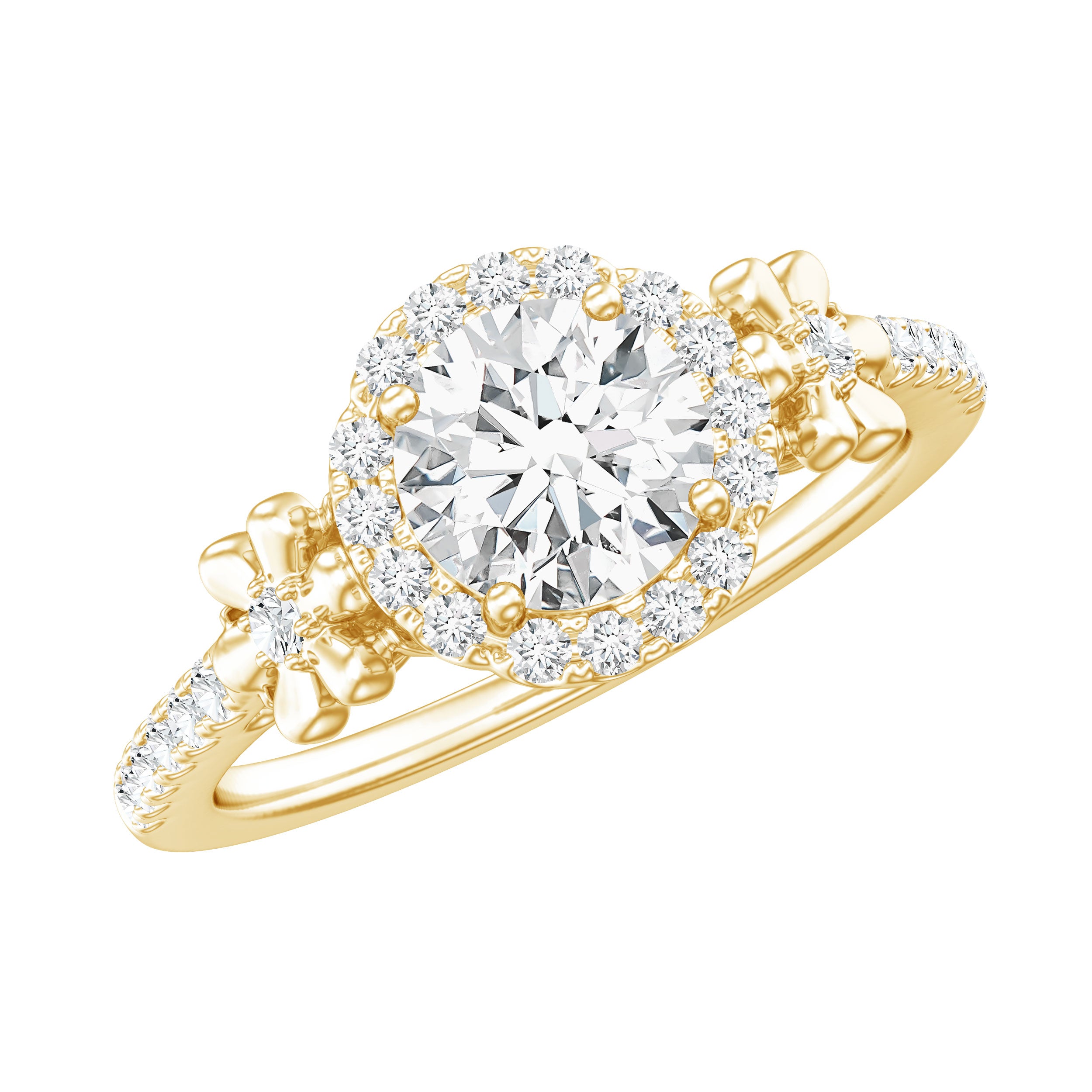 Certified 1 Carat Moissanite Floral Engagement Ring for Women D-VS1 - Rosec Jewels
