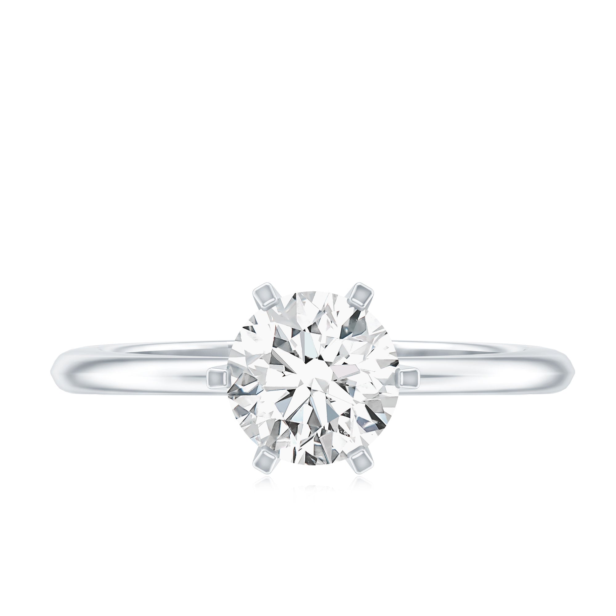 Certified 1 CT Moissanite Round Solitaire Engagement Ring D-VS1 - Rosec Jewels