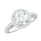 Round Moissanite Halo Engagement Ring with Certificate D-VS1 - Rosec Jewels
