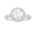 Round Moissanite Halo Engagement Ring with Certificate D-VS1 - Rosec Jewels