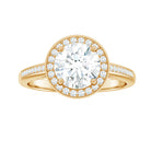 Round Moissanite Halo Engagement Ring with Certificate D-VS1 - Rosec Jewels