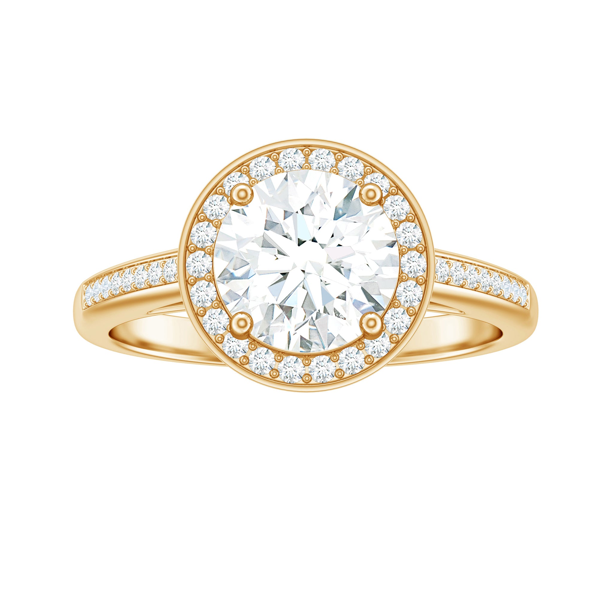 Round Moissanite Halo Engagement Ring with Certificate D-VS1 - Rosec Jewels