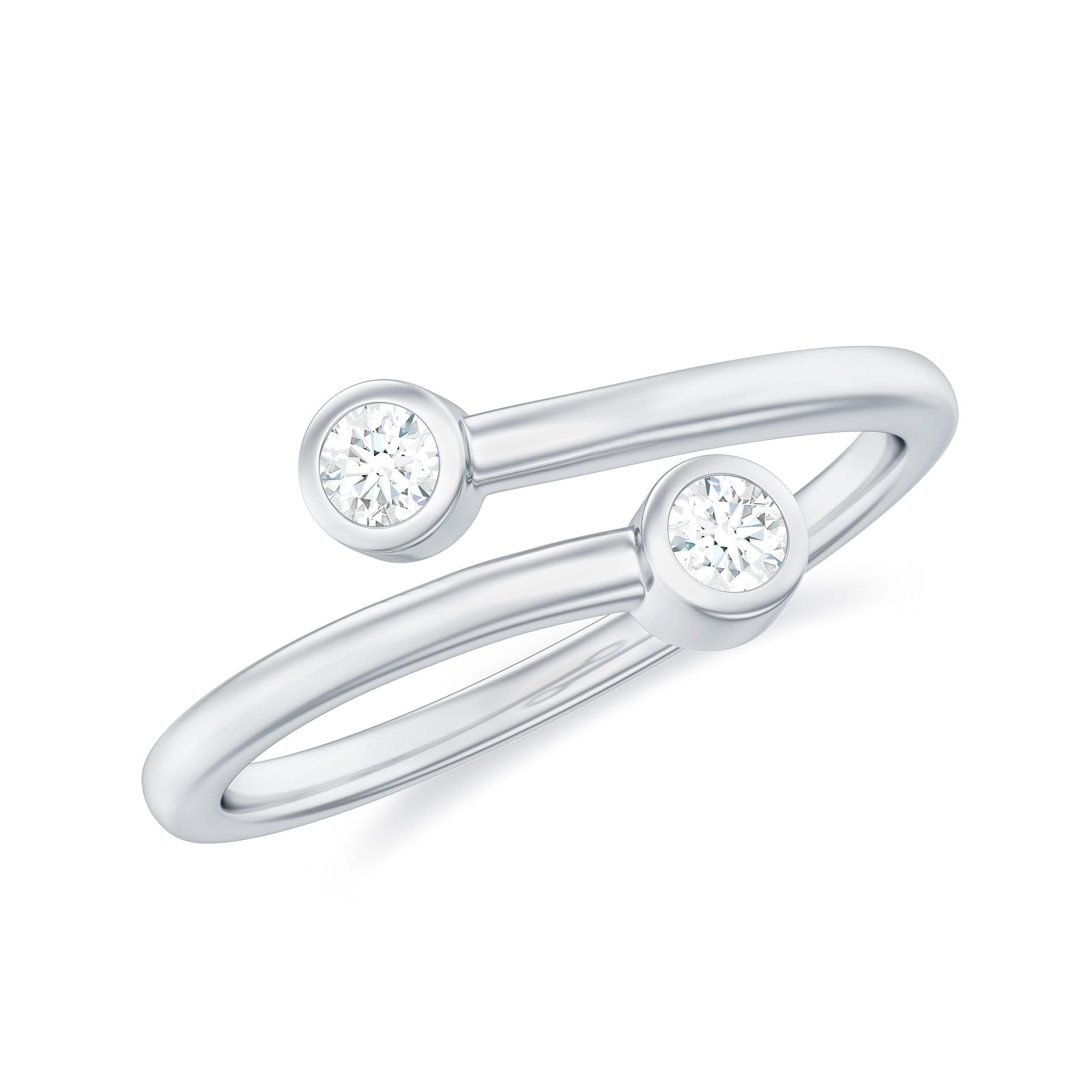 Natural Diamond 2 Stone Promise Ring in Wrap Style Natural - ( HI-SI ) - Rosec Jewels