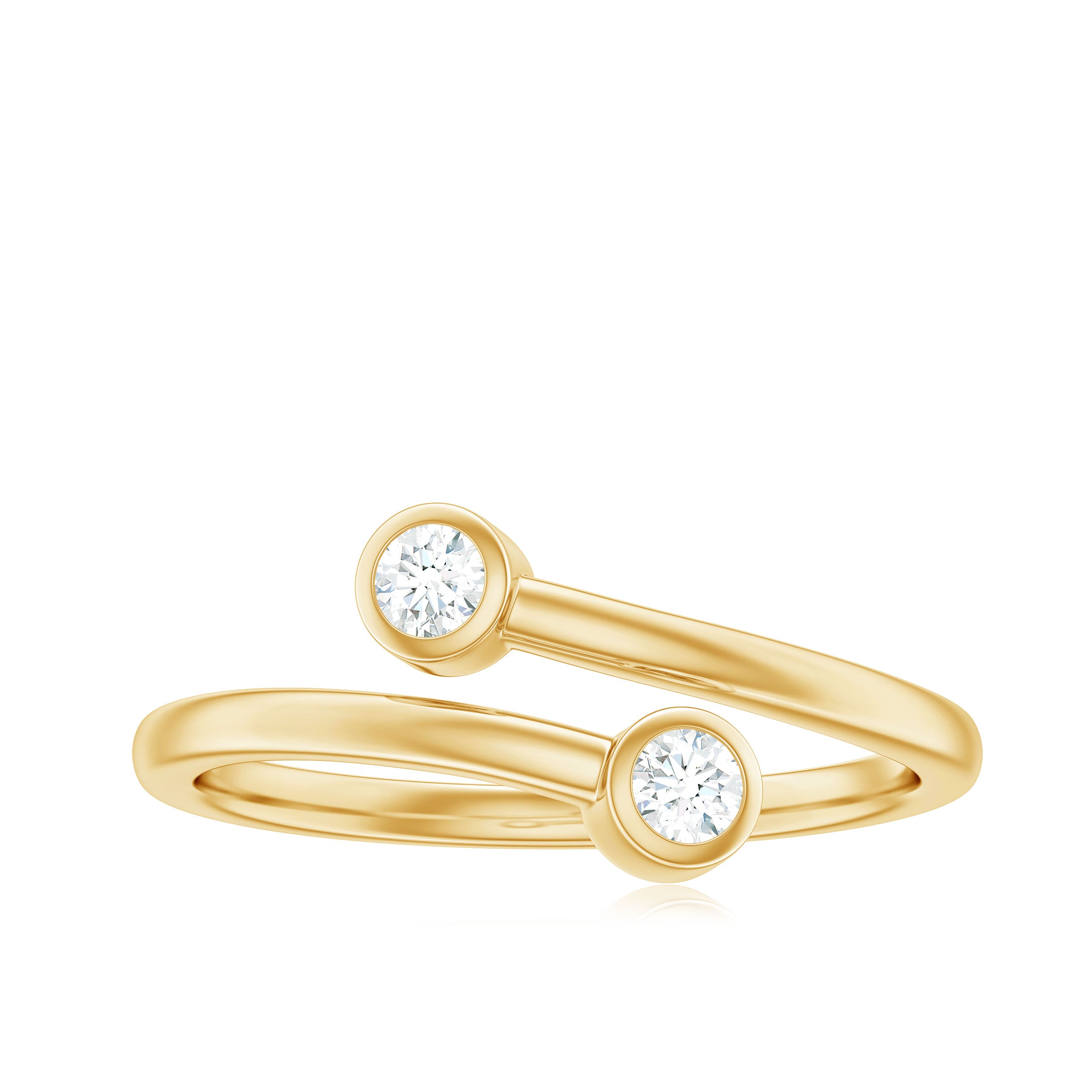 Natural Diamond 2 Stone Promise Ring in Wrap Style Natural - ( HI-SI ) - Rosec Jewels
