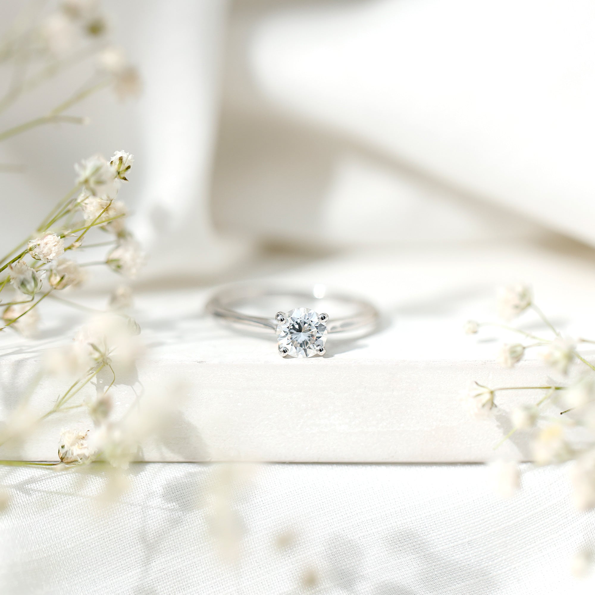 Solitaire Round Cut Moissanite Engagement Ring for Her D-VS1 - Rosec Jewels