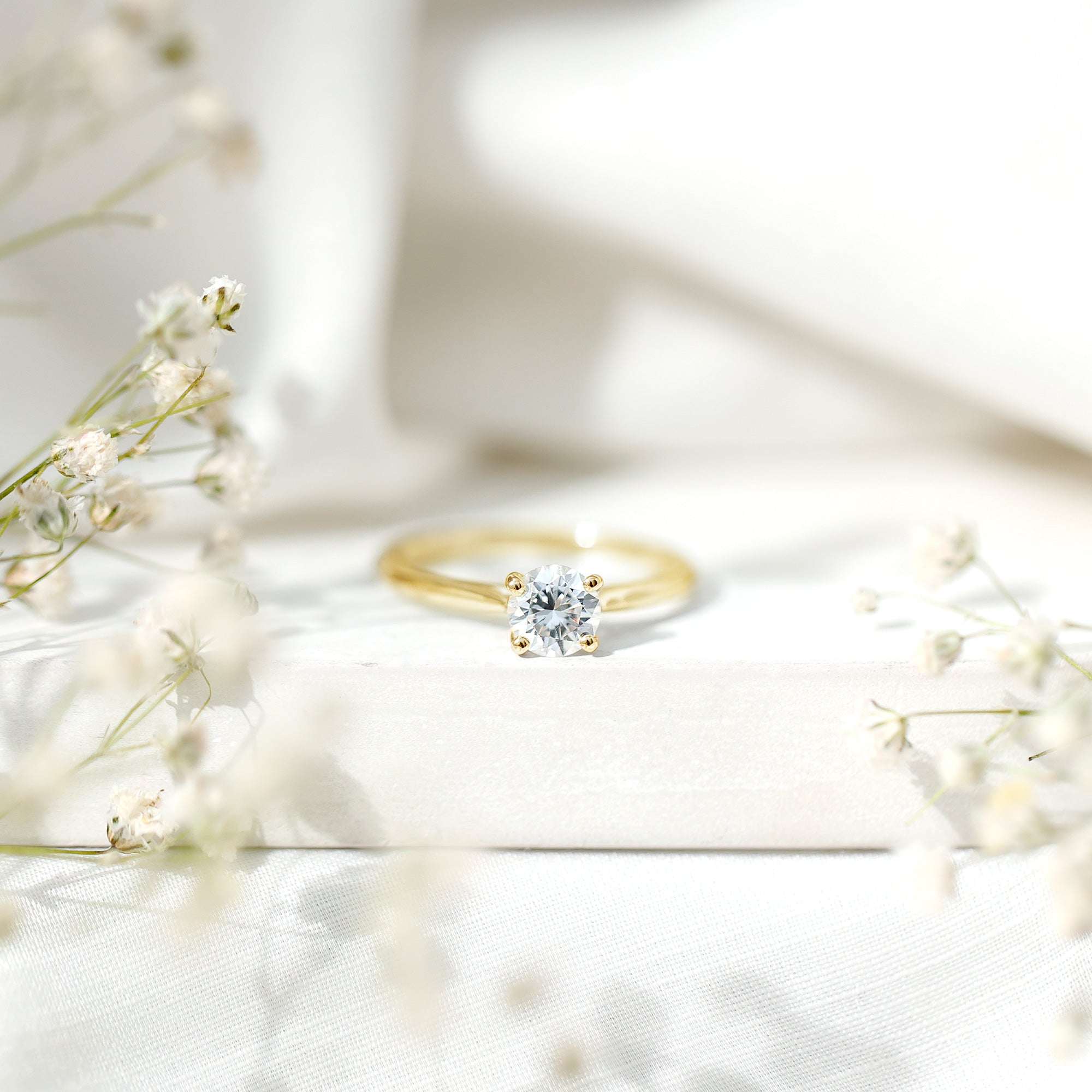 Solitaire Round Cut Moissanite Engagement Ring for Her D-VS1 - Rosec Jewels