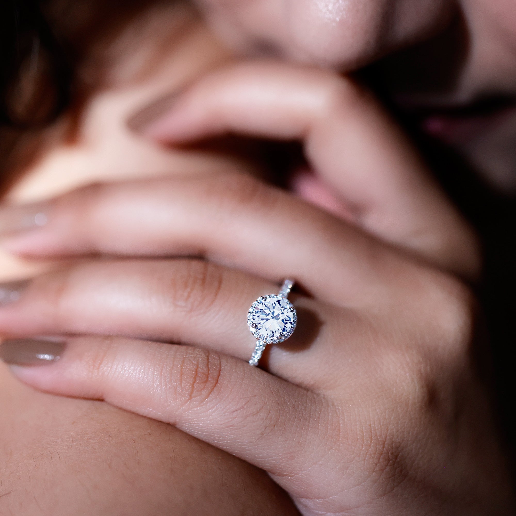 Certified Moissanite Halo Engagement Ring for Her D-VS1 - Rosec Jewels