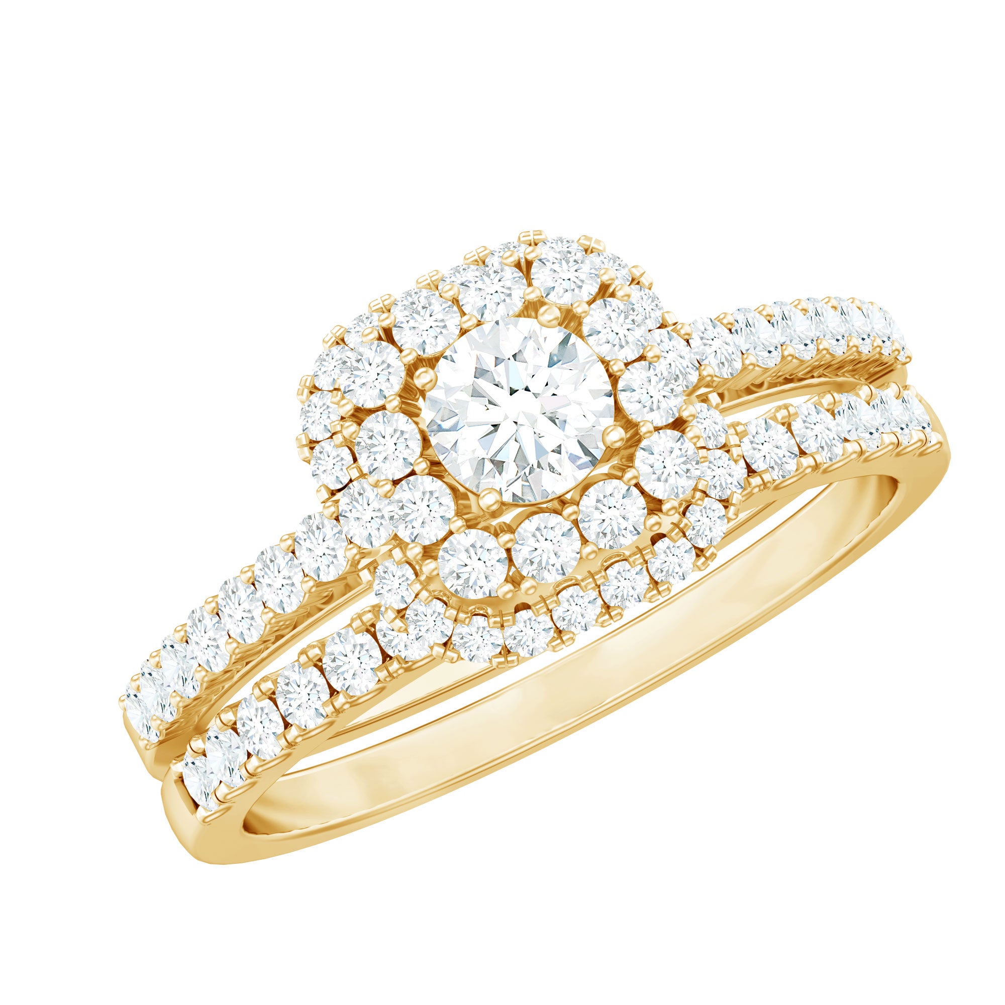 1.50 CT Zircon Statement Wedding Ring Set AAAA - Rosec Jewels