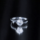 Certified Moissanite Solitaire Engagement Ring in Bypass Shank D-VS1 - Rosec Jewels