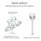 Round 10 MM Moissanite Solitaire Engagement Ring with Side Stones D-VS1 - Rosec Jewels