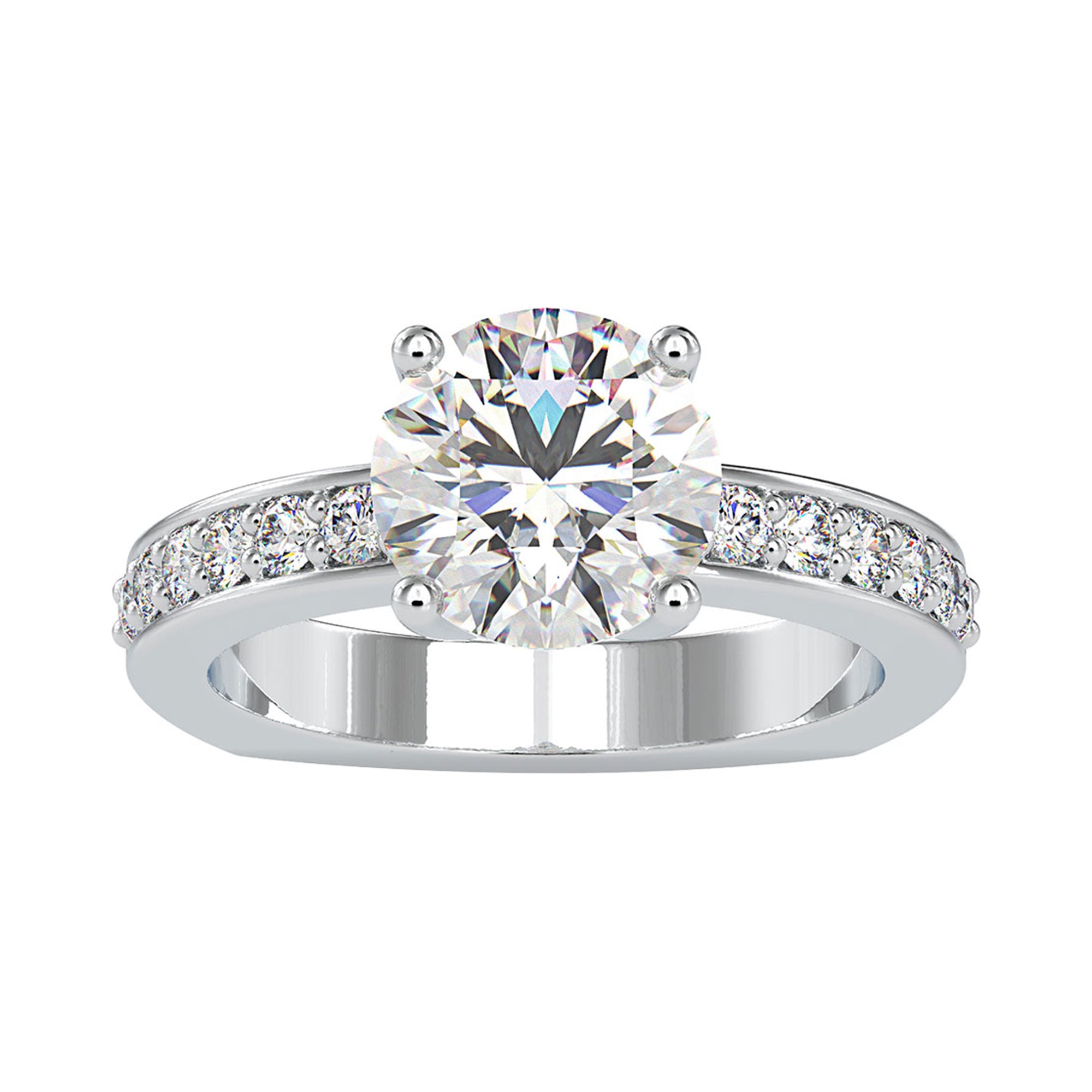 2.50 CT Solitaire Zircon Engagement Ring with Side Stones