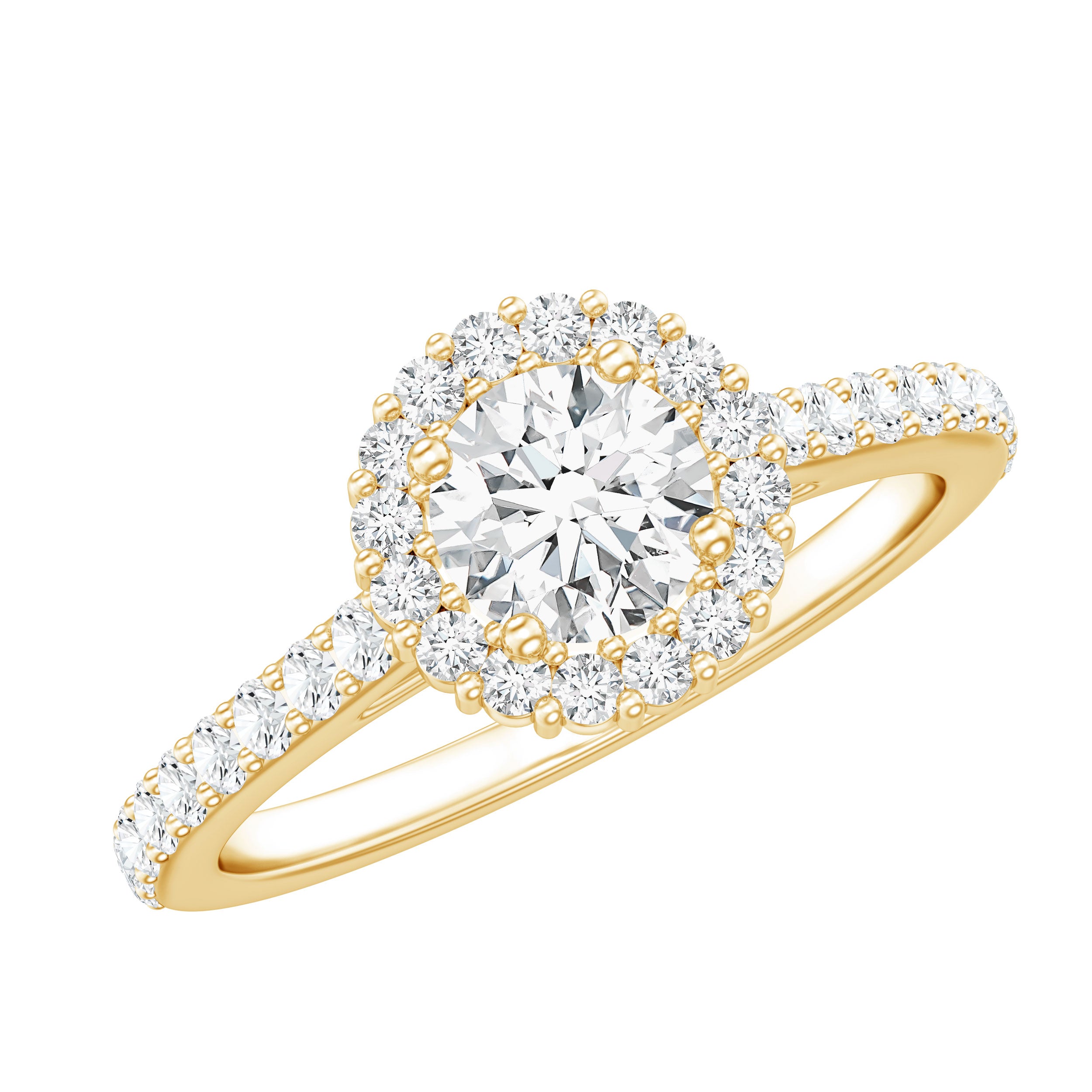 Classic Moissanite Halo Engagement Ring D-VS1 - Rosec Jewels